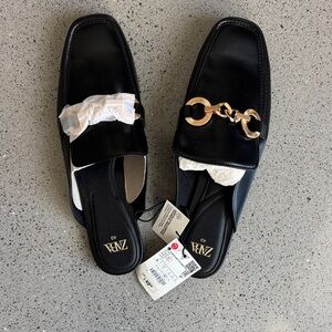 NWT Zara Women's Black Mule Loafers Sz 40